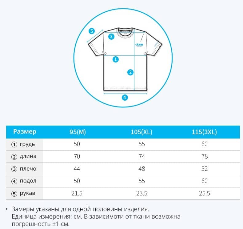 РАзмер футболок Атоми